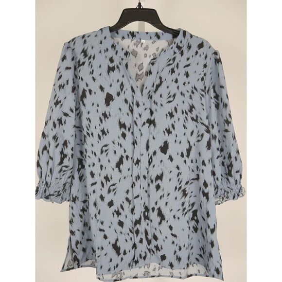 Women's Blue 3/4 Puff Sleeve Top XL - Picture 2 of 7